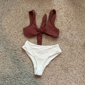 Bathing Suit Tie Top & High Waisted Bottoms